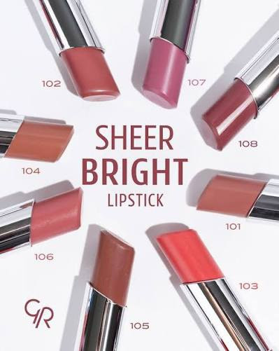 رژ لب براق گلدن رز Golden Rose مدل Sheer Bright
