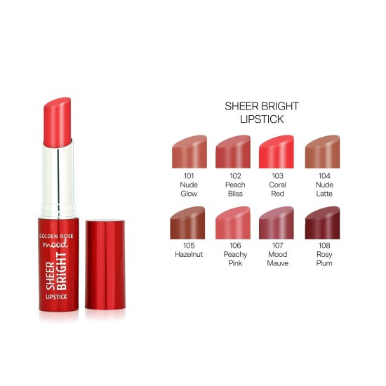 رژ لب براق گلدن رز Golden Rose مدل Sheer Bright